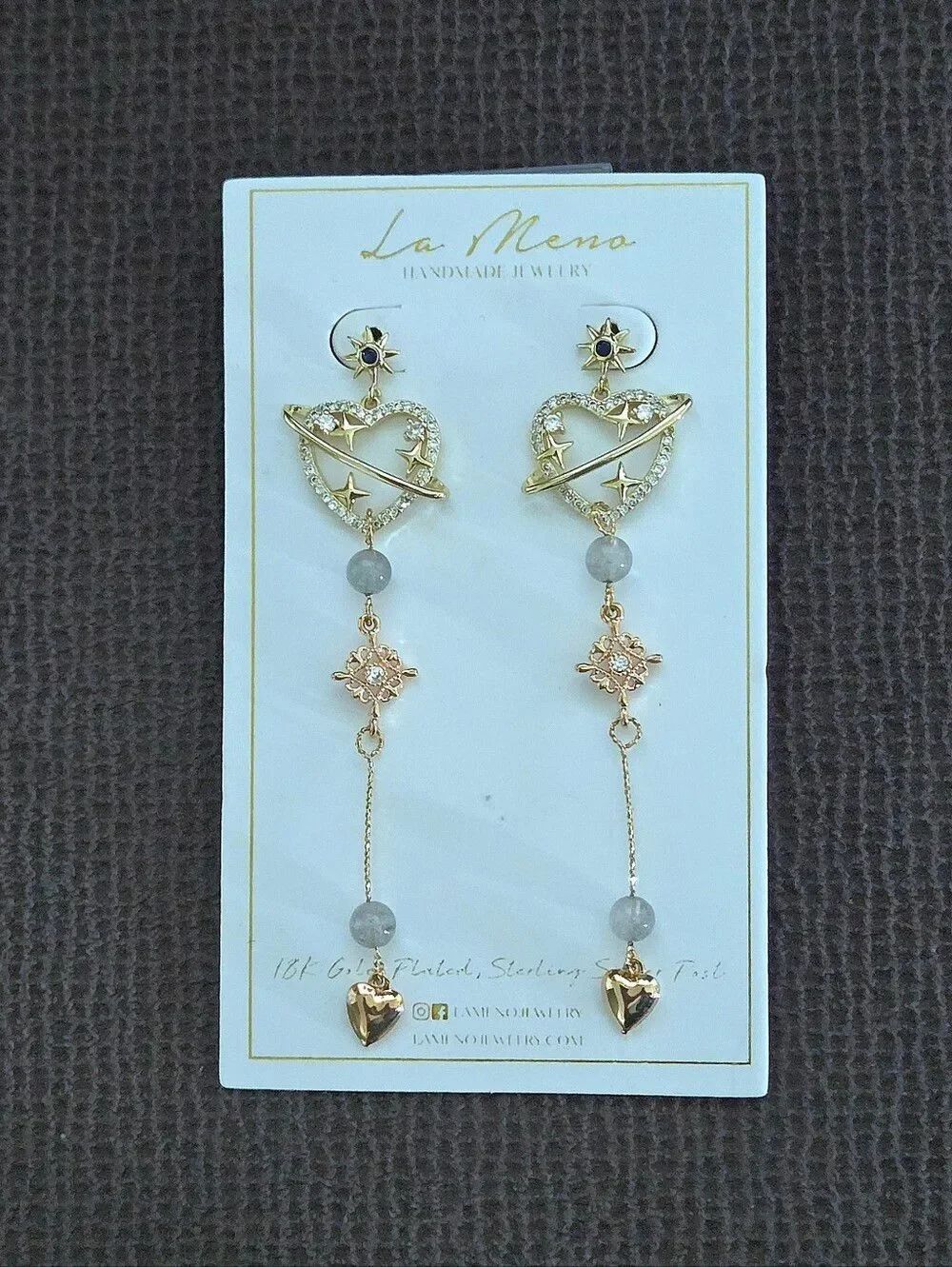 La Meno Saturn🪐 Heart❤ Cascading Earrings